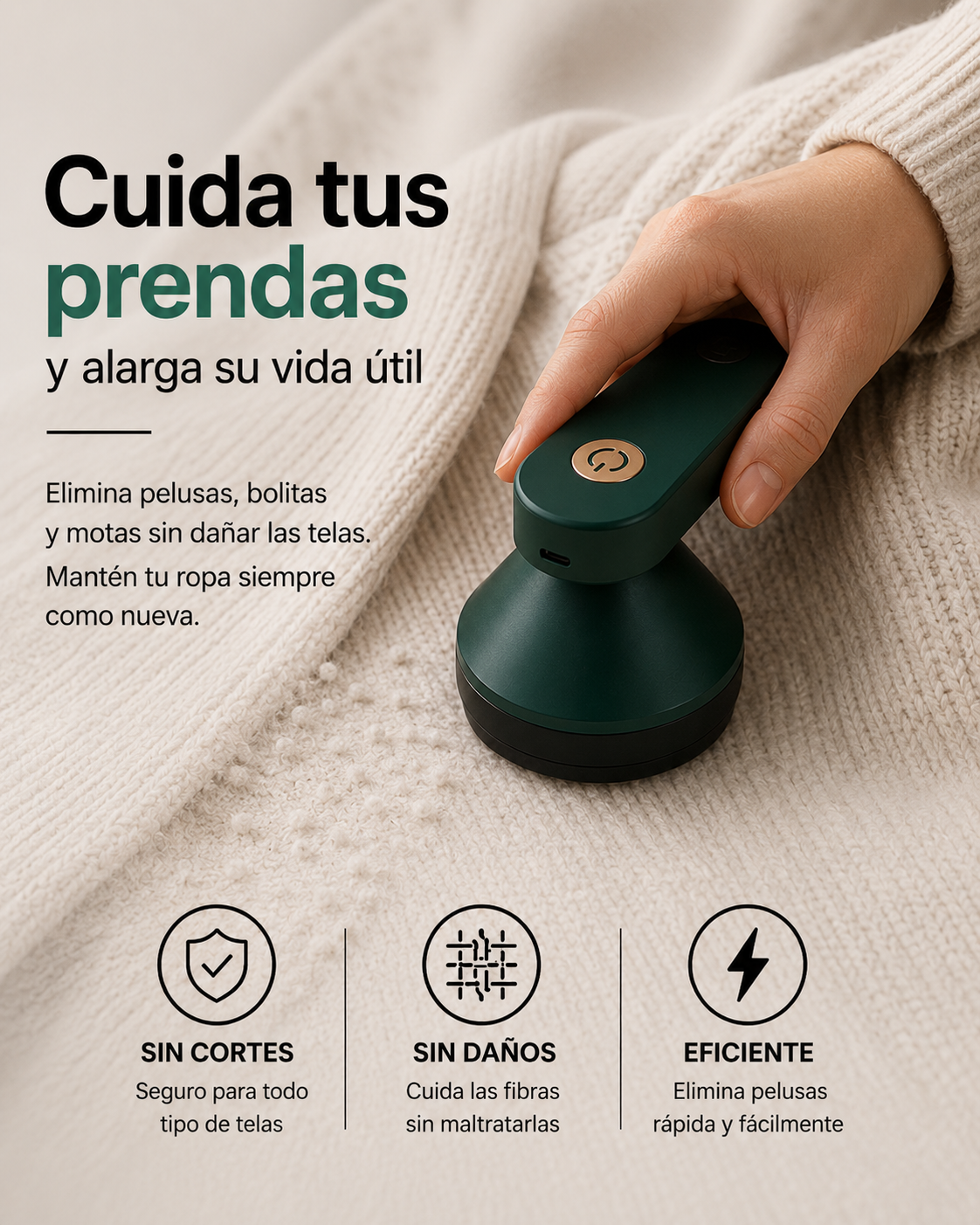 QUITAPELUSAS ELÉCTRICO RECARGABLE